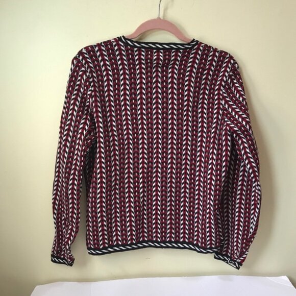 Jasper Knits NEW Graphic Print Textured Cardigan Zip Front Flower Cardi Jacket L - Picture 5 of 16